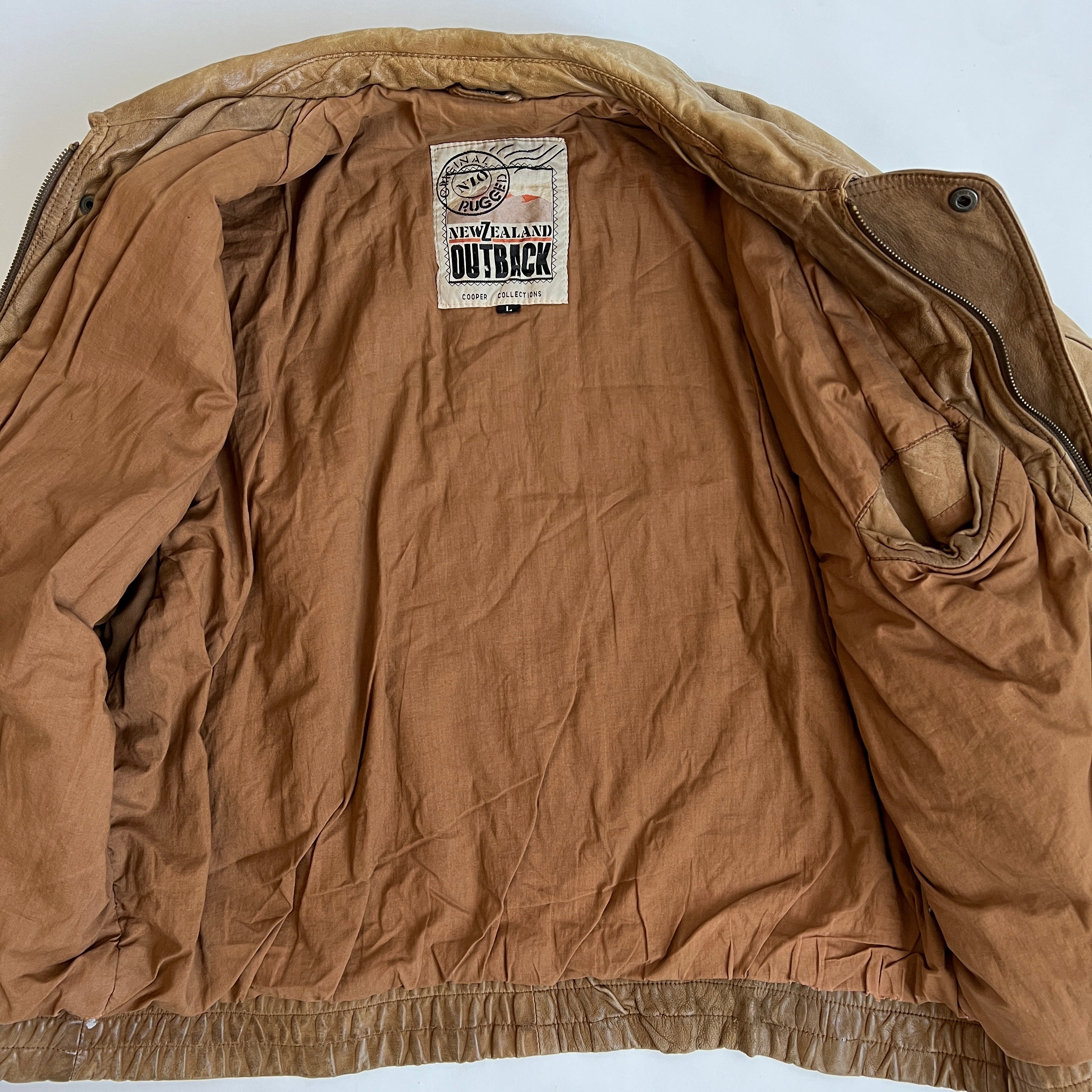 Vintage tan leather bomber