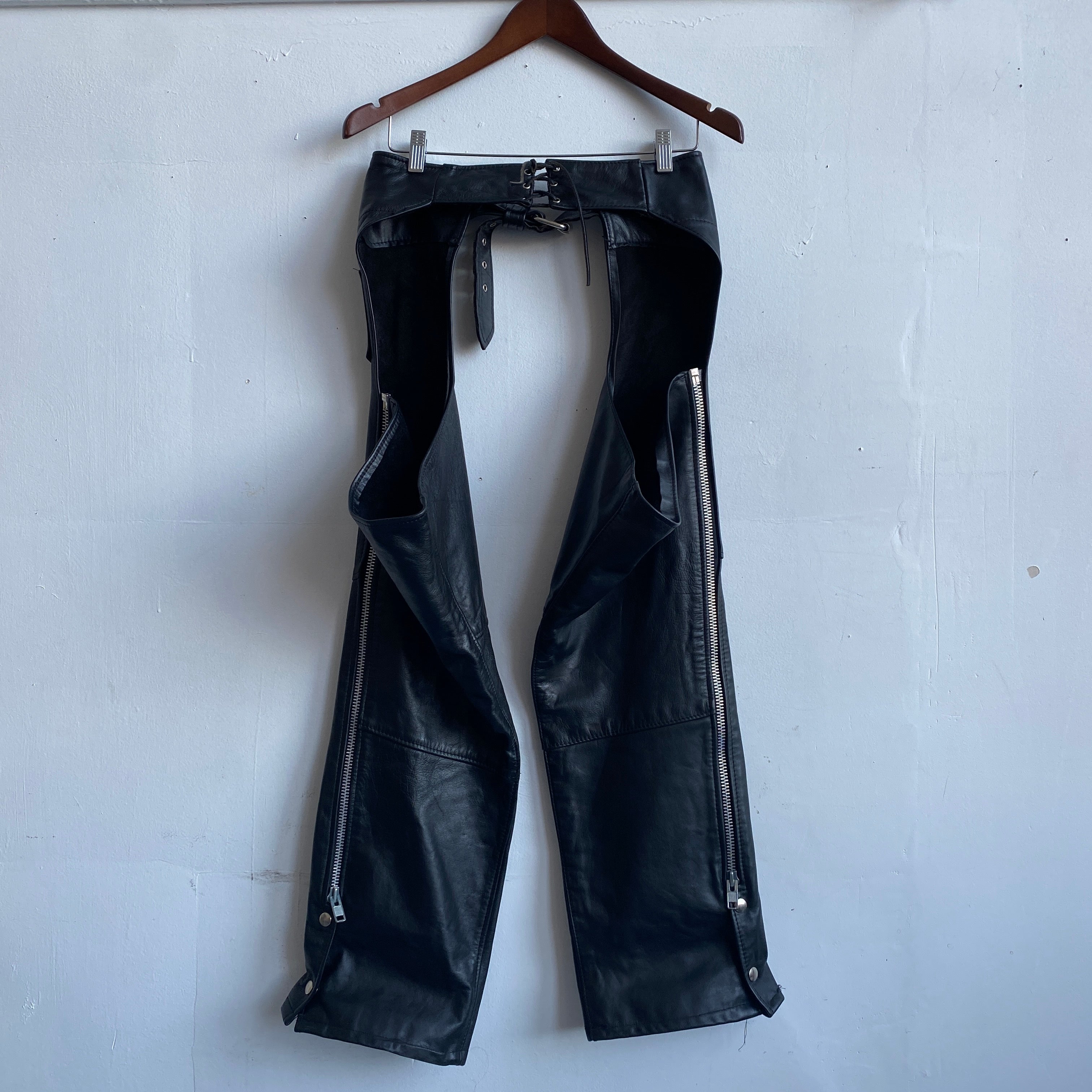 vintage black leather chaps