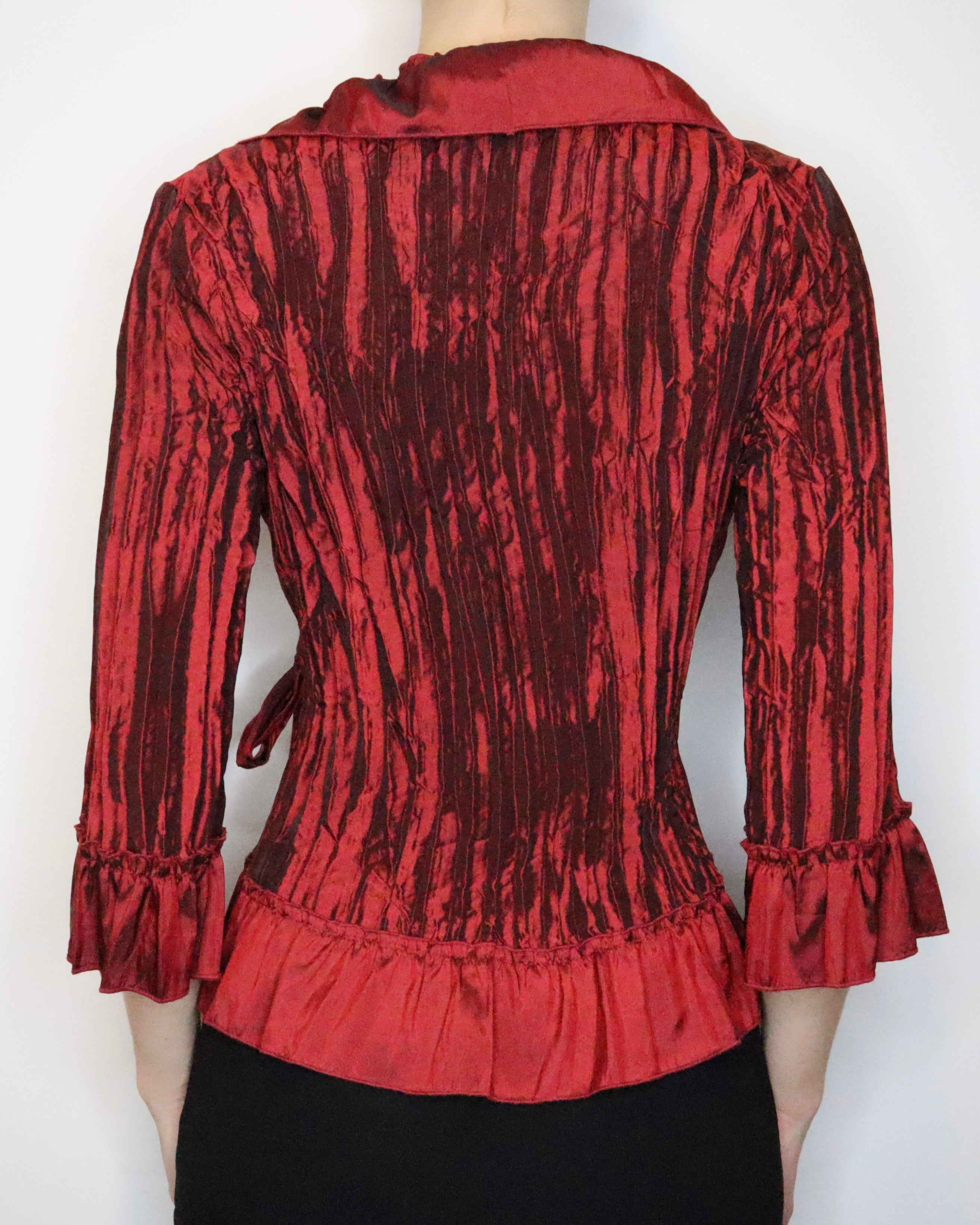 Dark Red Pleated Blouse (M-L) 