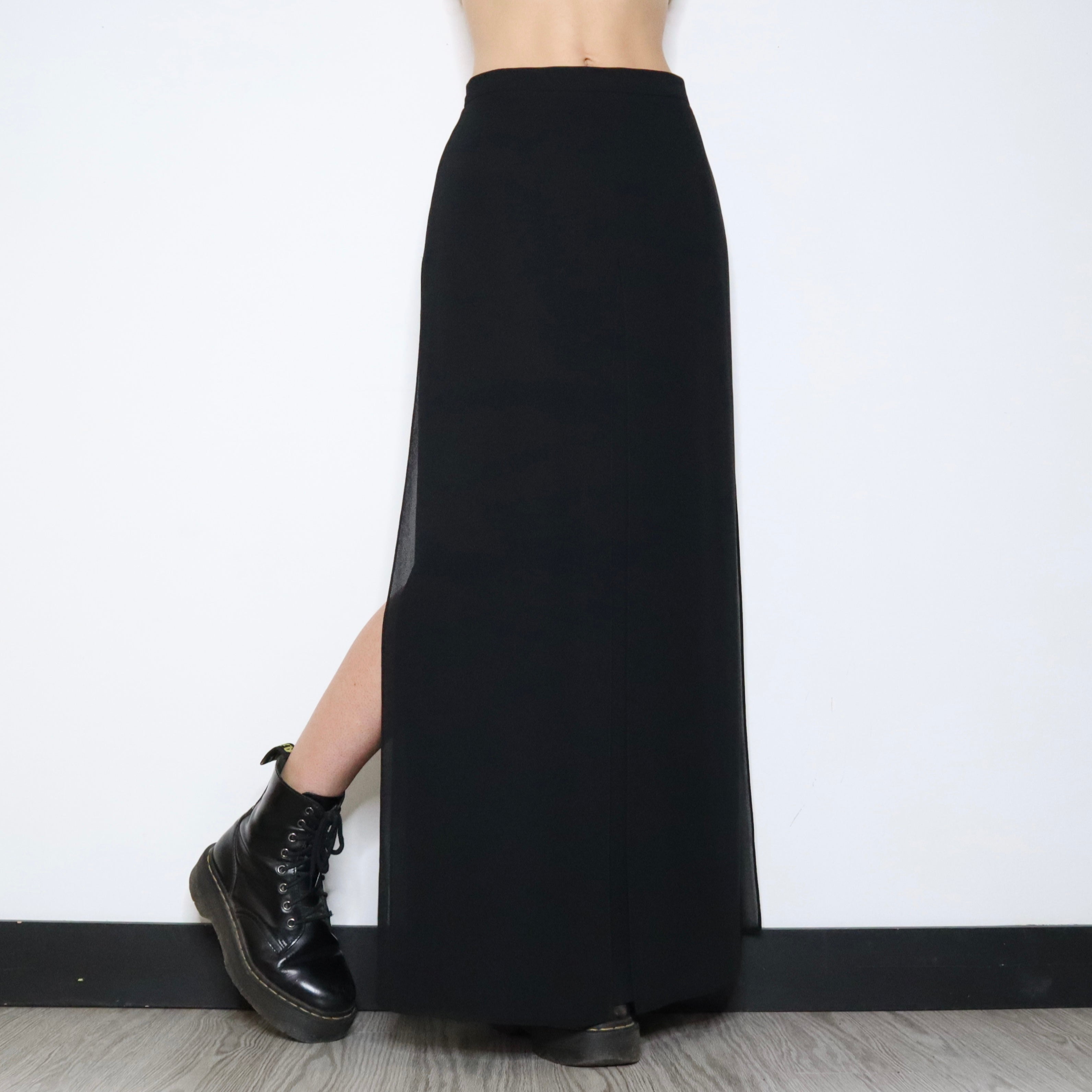 Black Slit Maxi Skirt (Small)