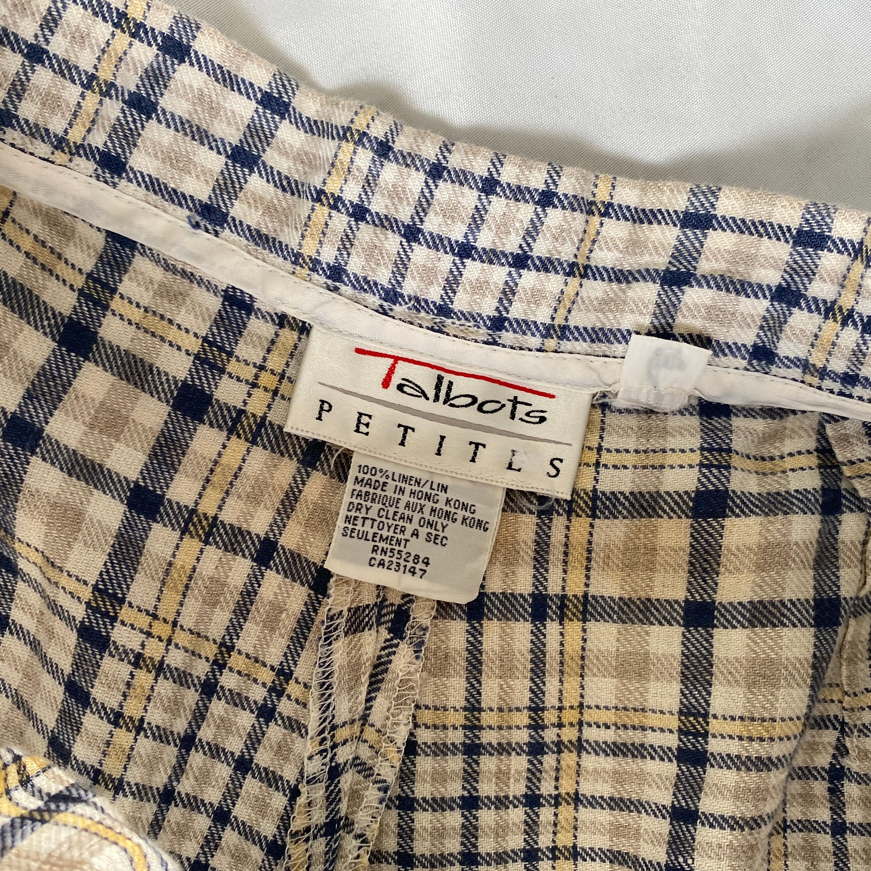 plaid high waisted linen shorts
