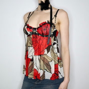 Y2K Floral Mesh Babydoll Bustier (S)