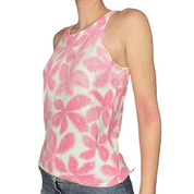 Pink tropical sequin knit top