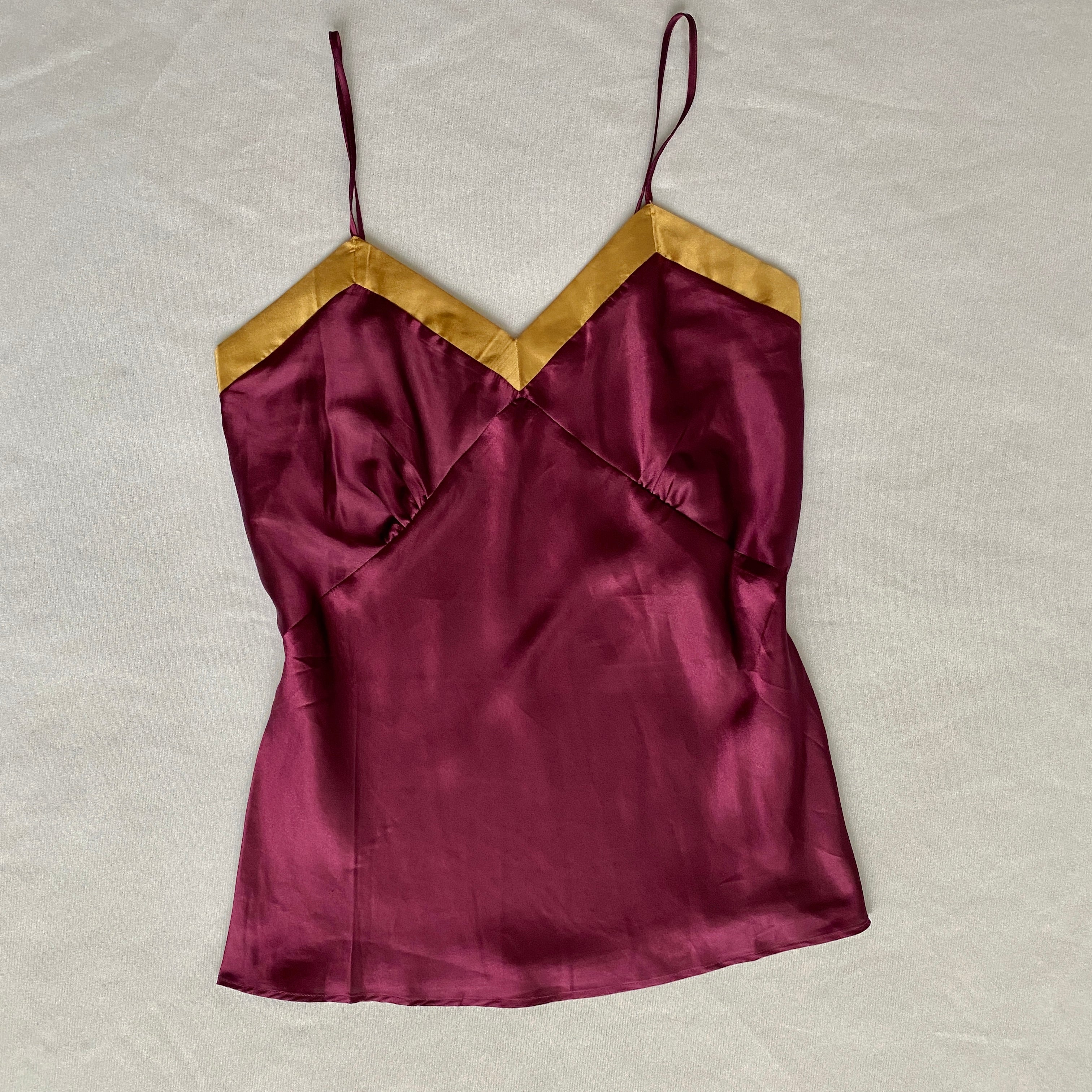 Satin plum / gold trim cami