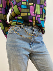 Vibrant geometric button up