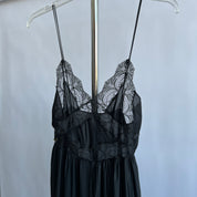 Deadstock vintage black lace maxi slip