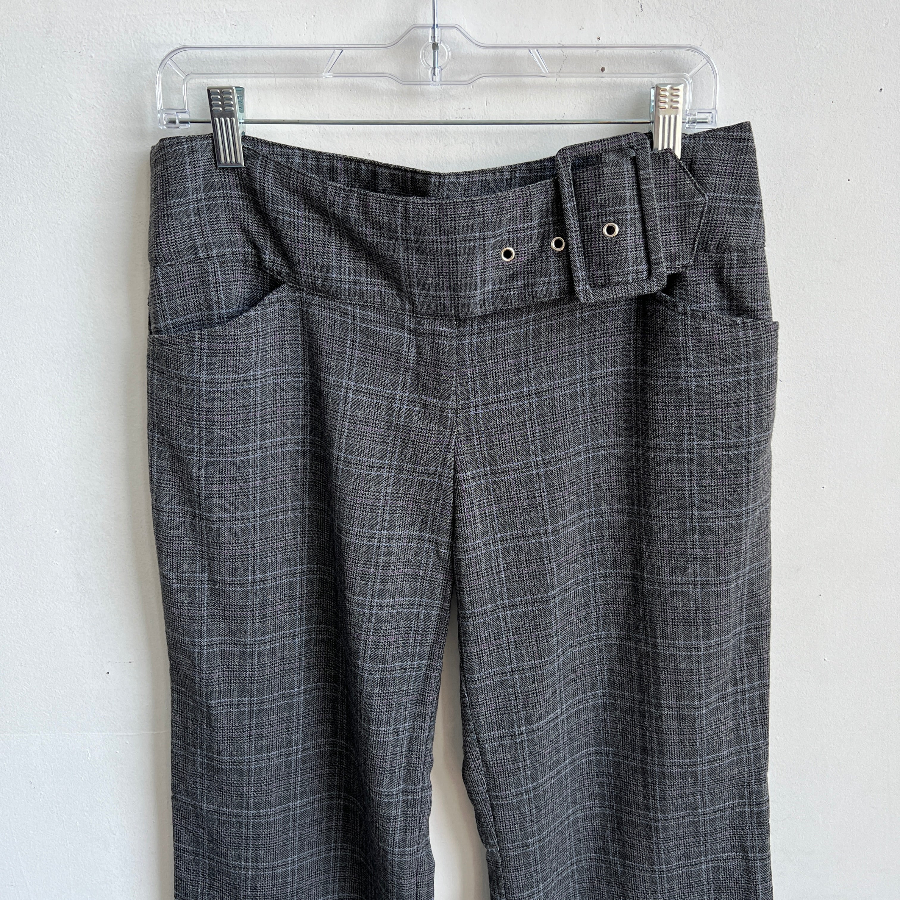 00s wide belt plaid pants