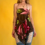 Asymmetrical Floral Tube Top - Small