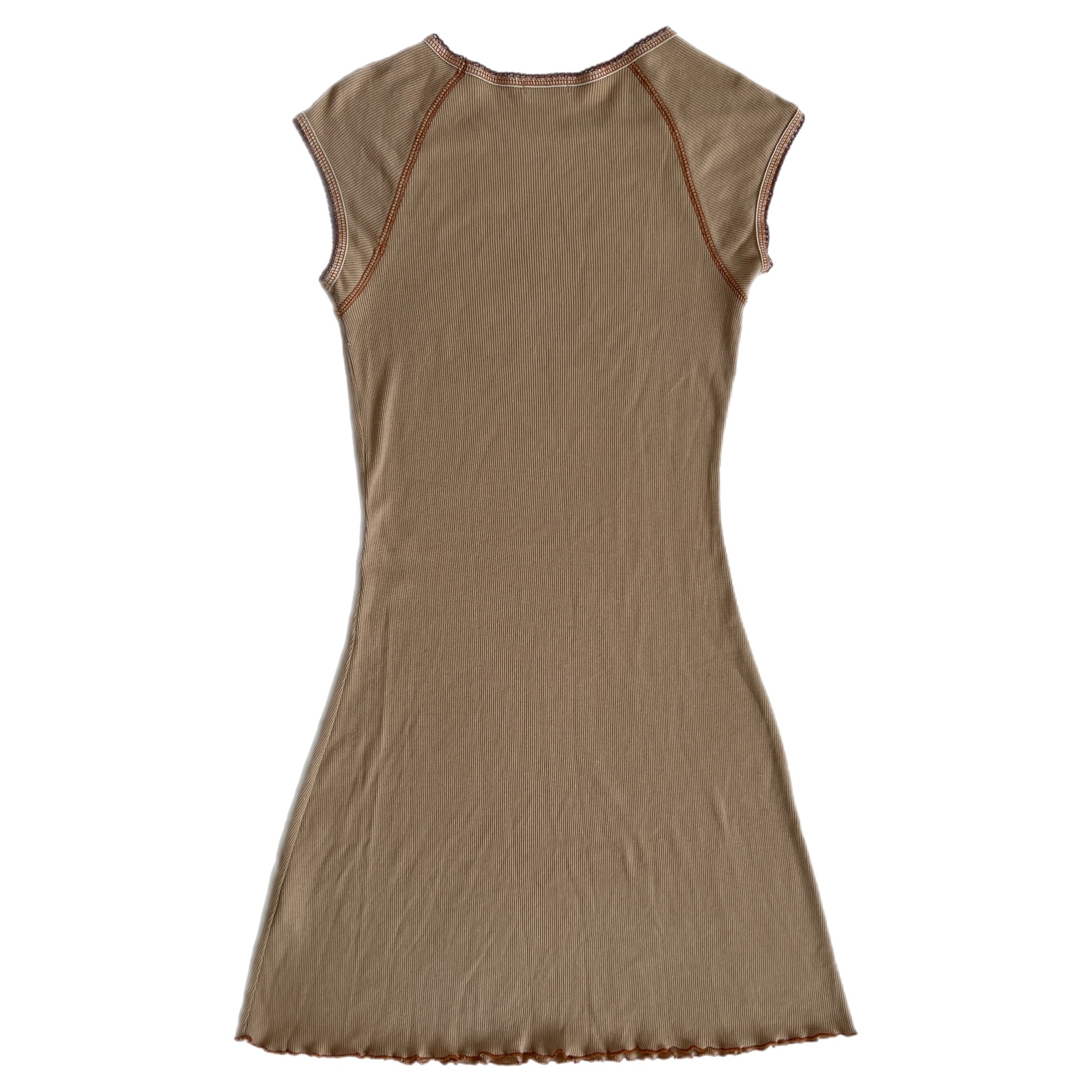 00s beige print mini dress