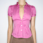 Pink Button Up Blouse (XS-S)