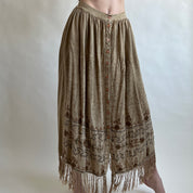 90s beige fringe maxi skirt