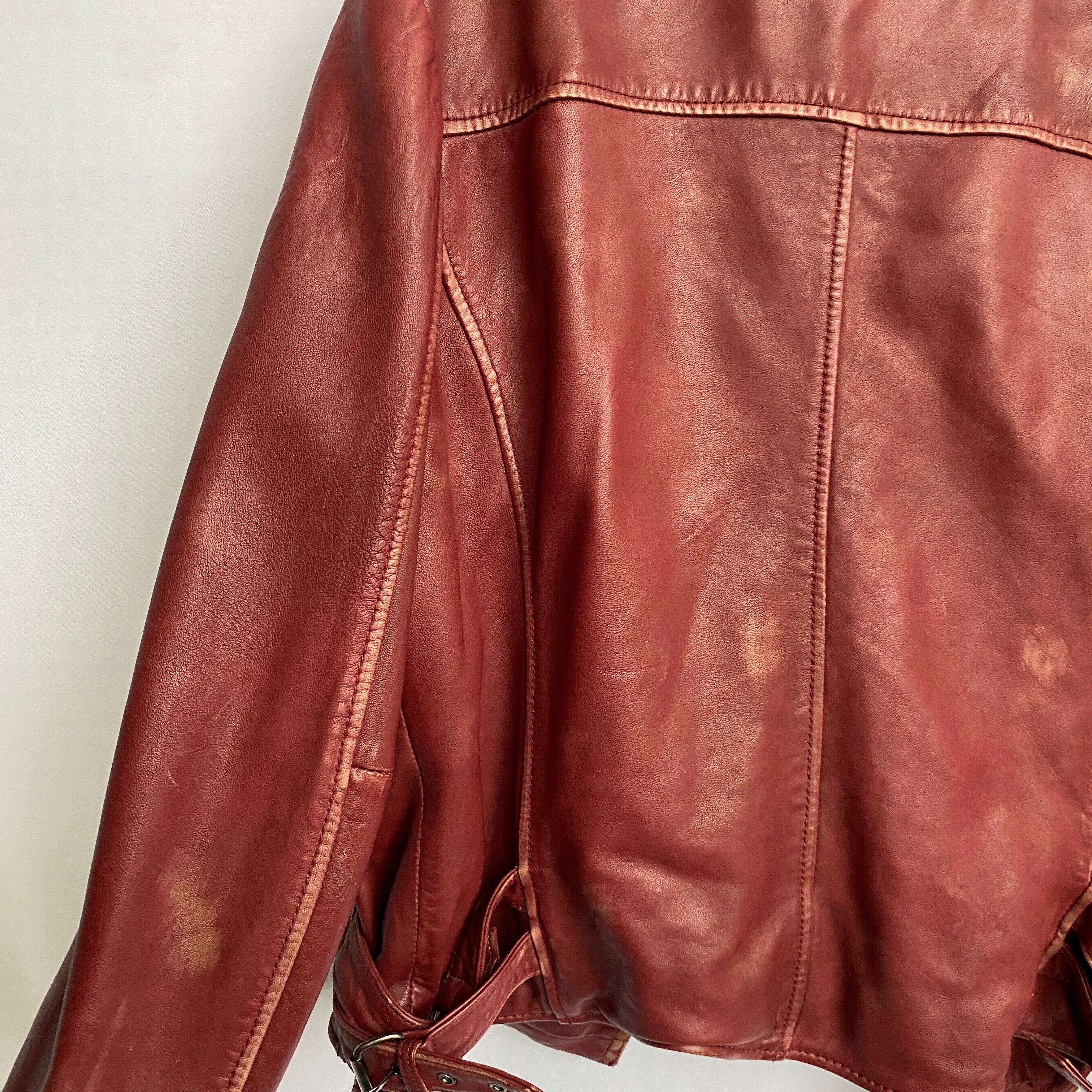 wine red leather jacket