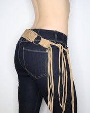 Tan Suede Fringe Belt (S-M) 
