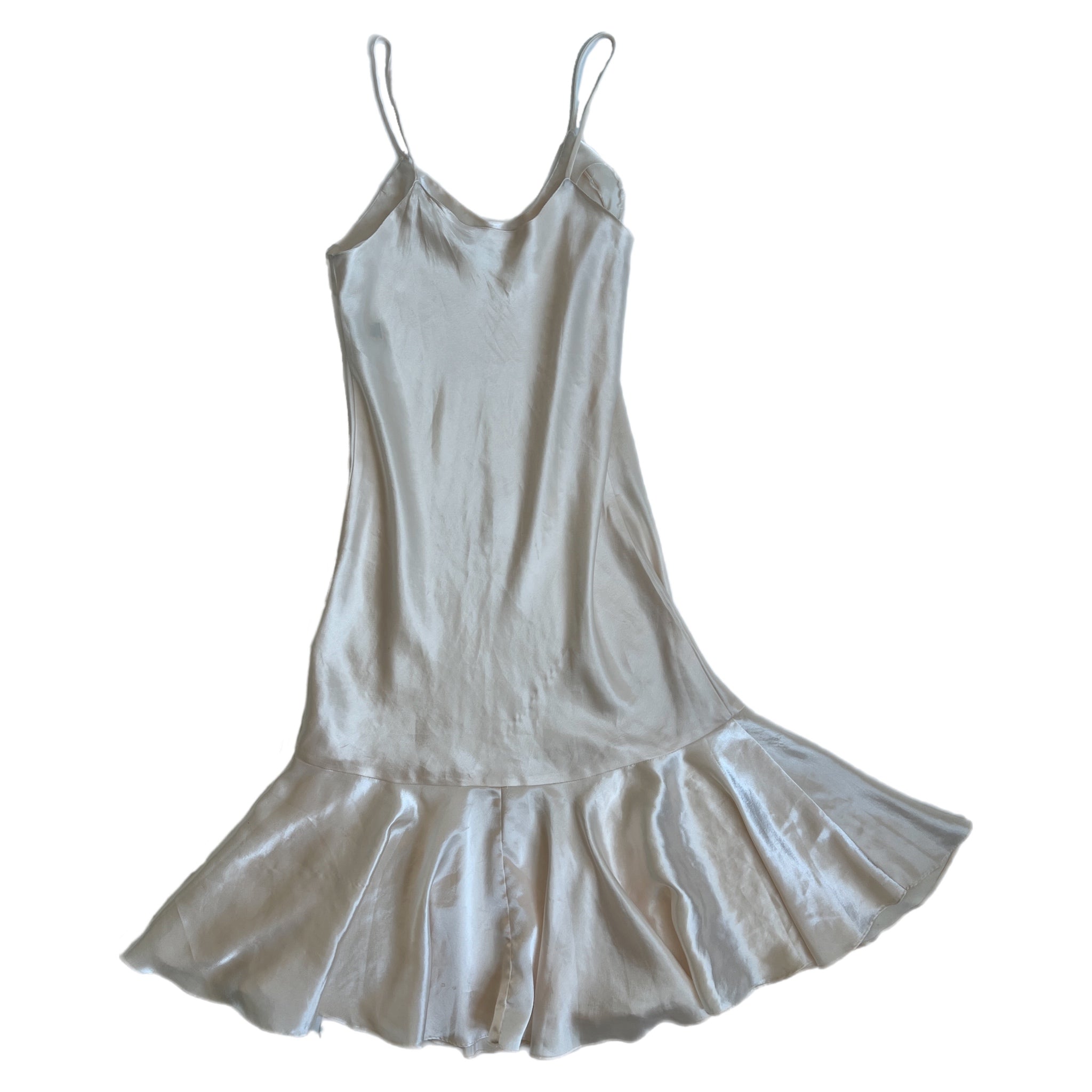 Vintage satin ivory midi slip