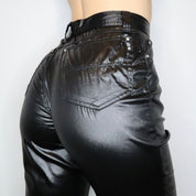 Black Liquid Satin Pants (M-L)