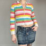 Y2k Style Rainbow Knit Zip Up (XS)