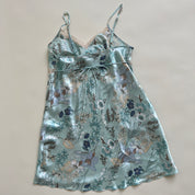 Baby blue satin floral slip