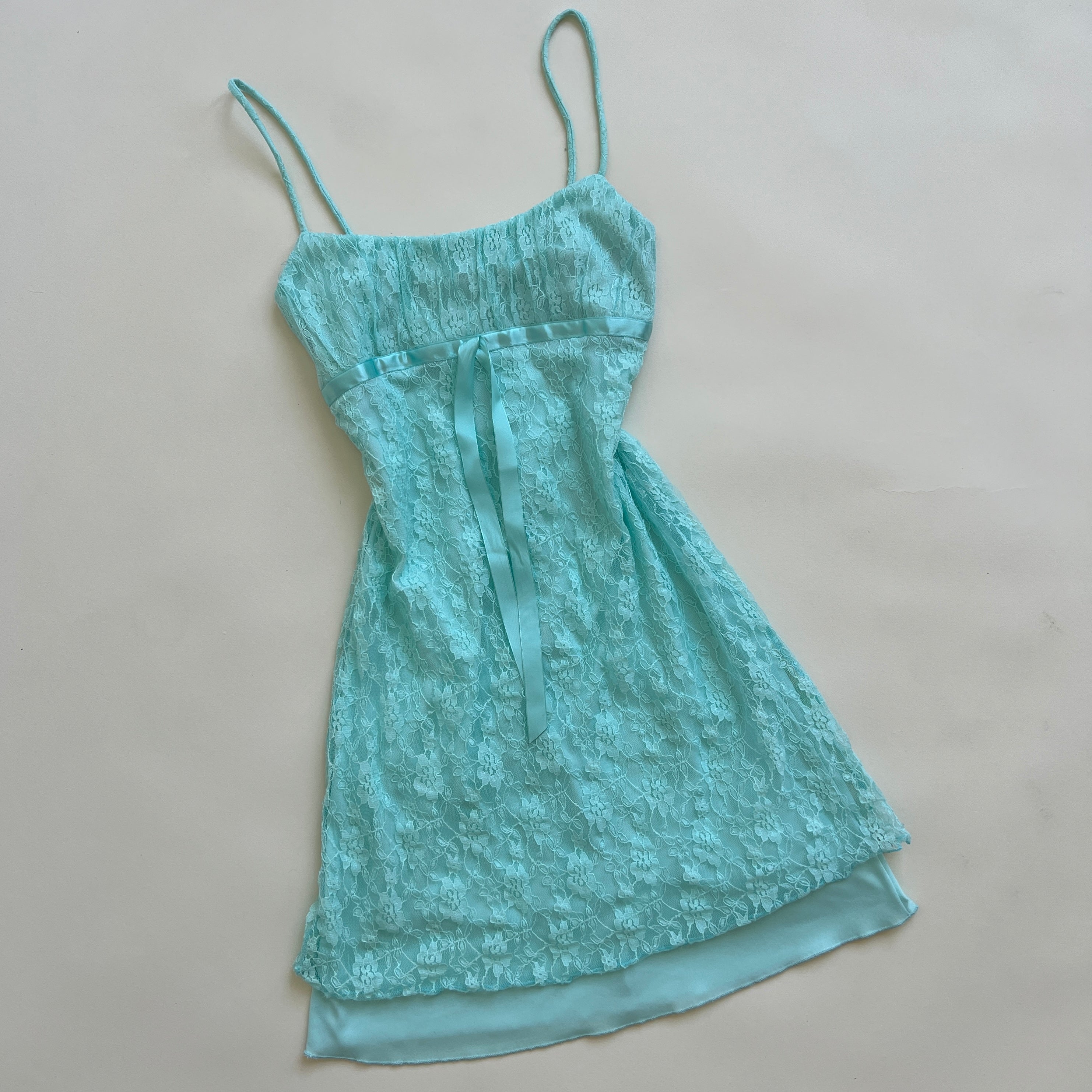 Y2k cyan lace mini