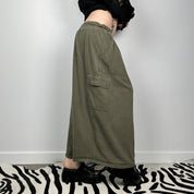 Olive Cargo Maxi Skirt