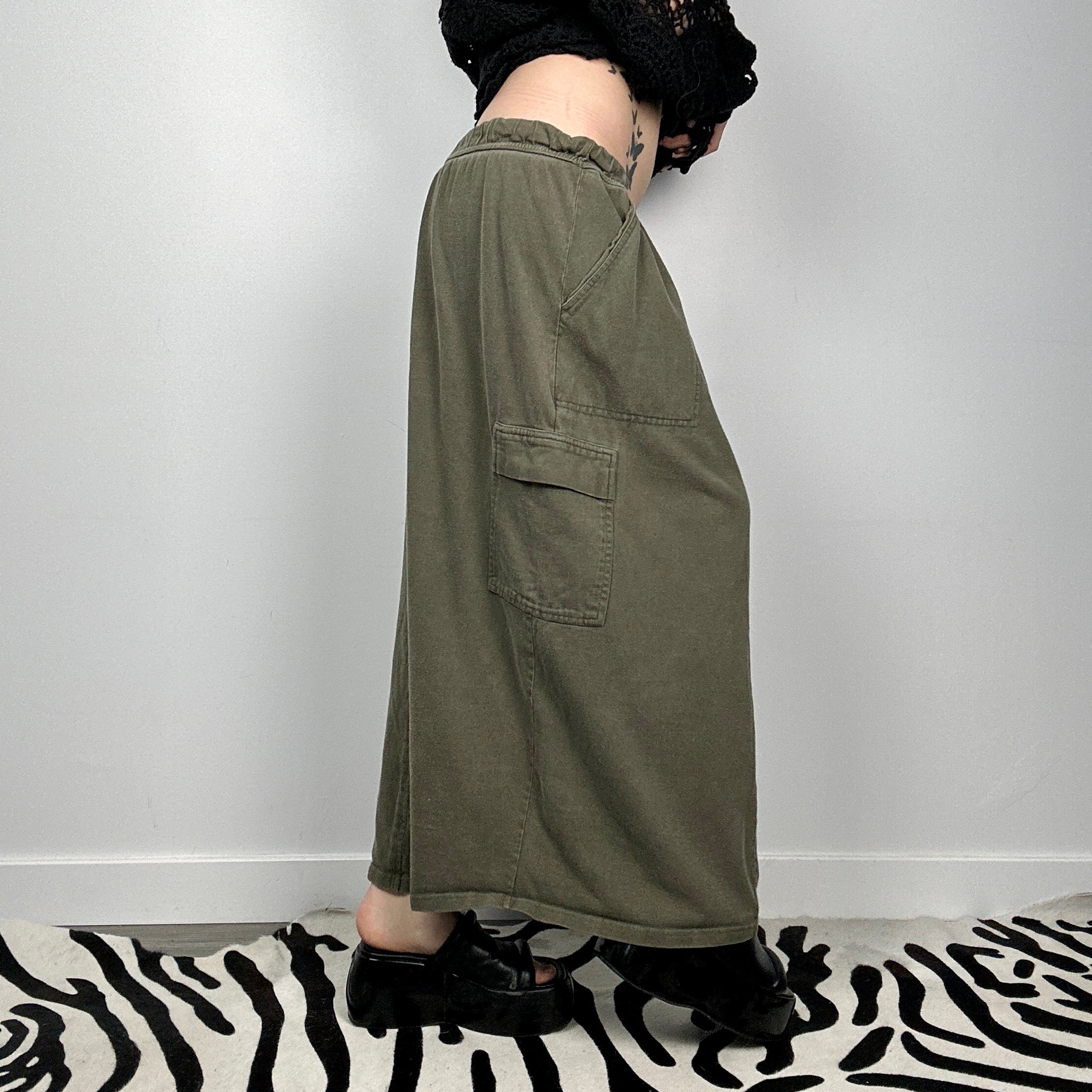 Olive Cargo Maxi Skirt