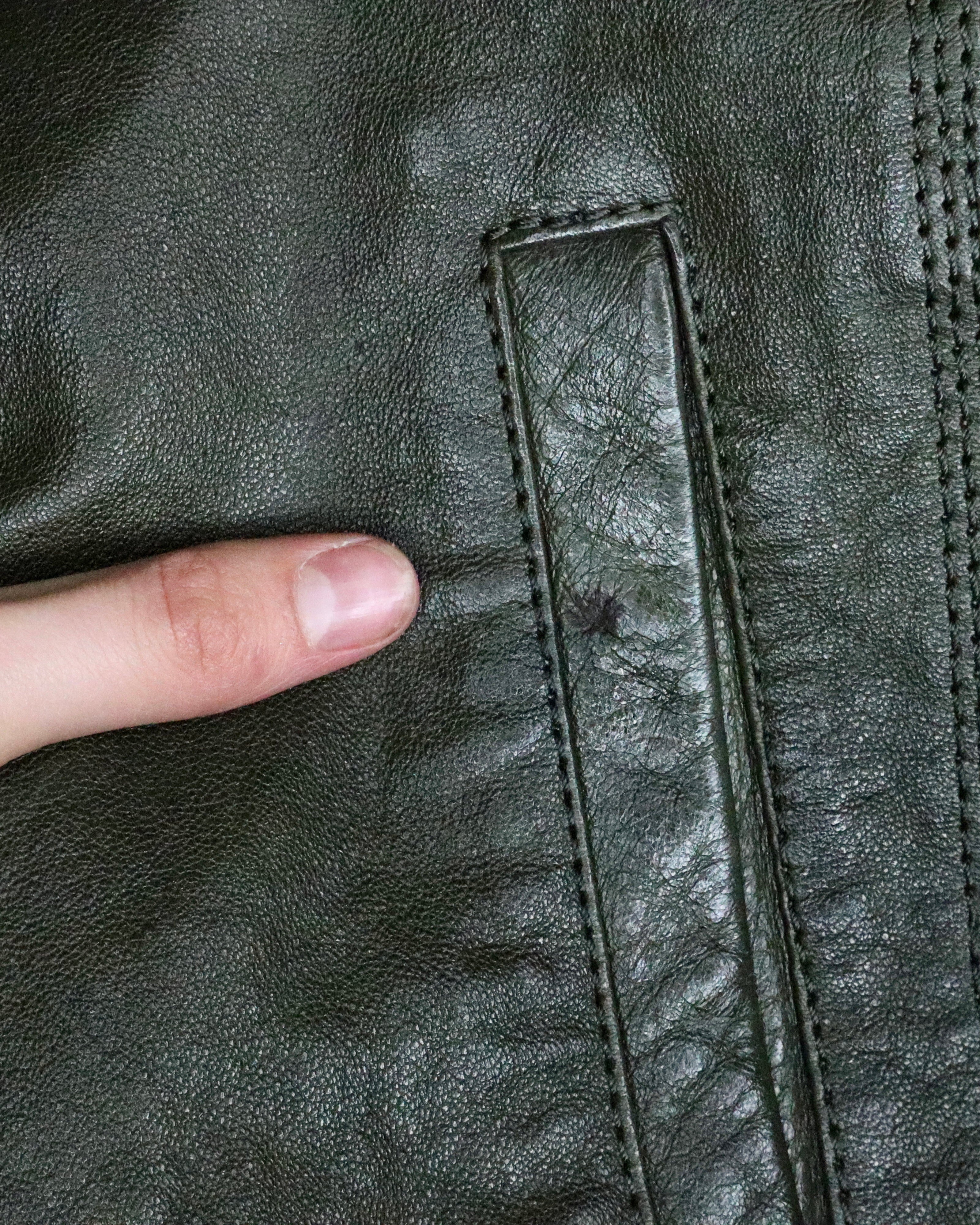 Green Leather Motorcycle Jacket (Large) 