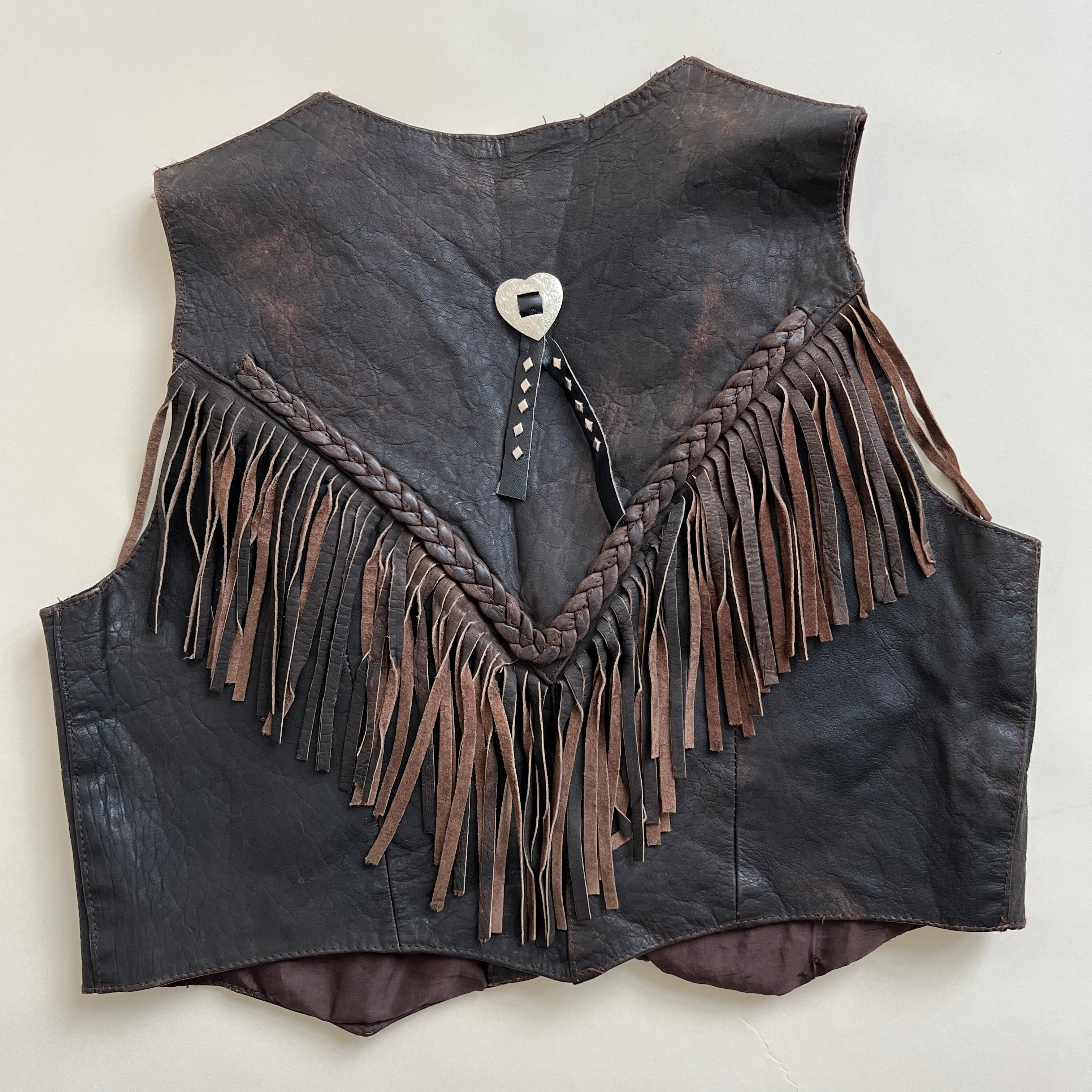 Vintage leather fringe vest