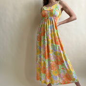 60s floral maxi slip
