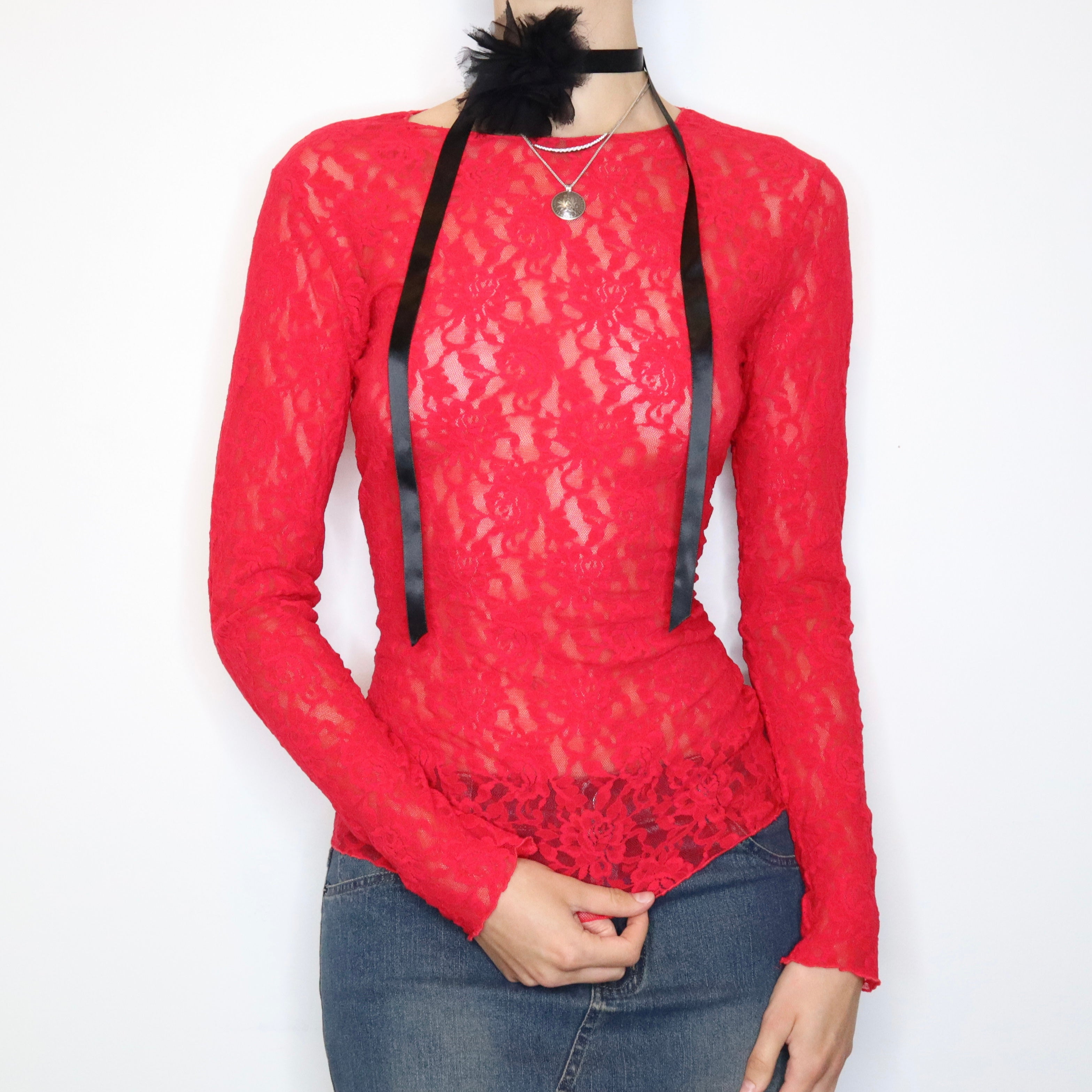 Red Rose Lace Long Sleeve (Medium)