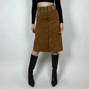 1970s Suede A-line Midi Skirt (XS)