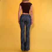 Y2k Low Rise Floral Washed Pants - Medium