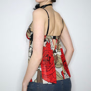 Y2K Floral Mesh Babydoll Bustier (S)