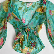 00s sheer silk wrap top