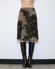 Brown Mesh Midi Skirt (Medium) 