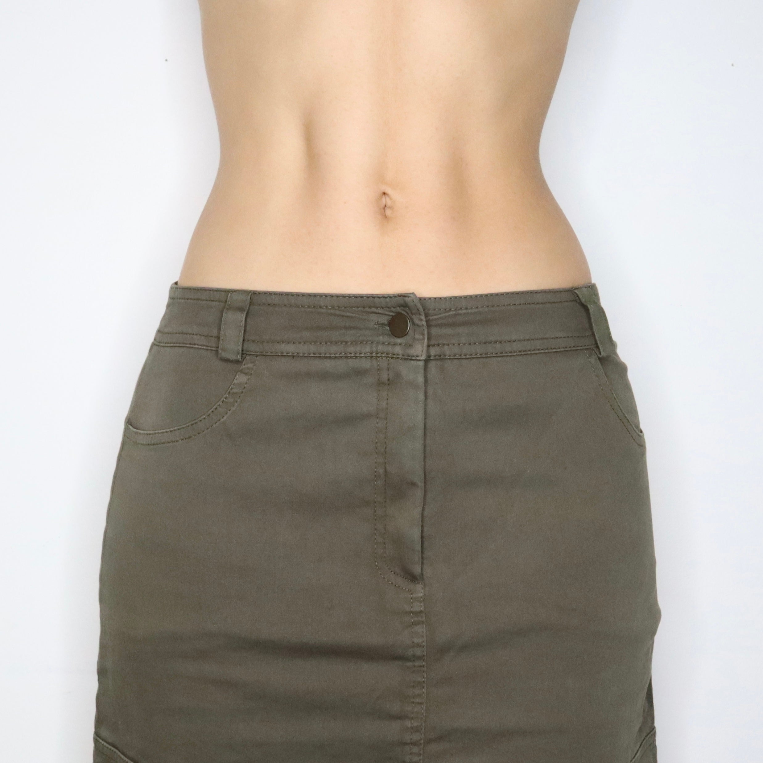 Khaki Cargo Maxi Skirt (Small) 