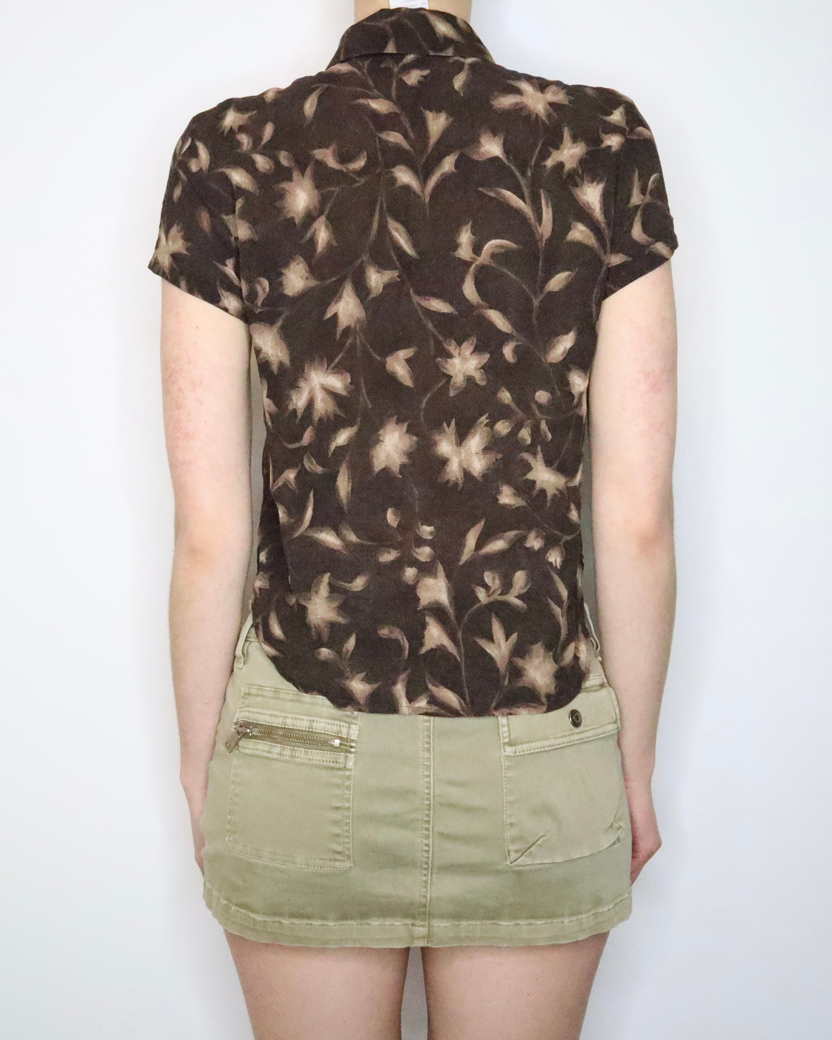 Brown Silk Button Up (Medium) 