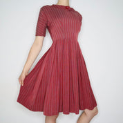 Maroon Striped A-Line Dress (Small)