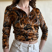 Vintage brown paisley velvet top