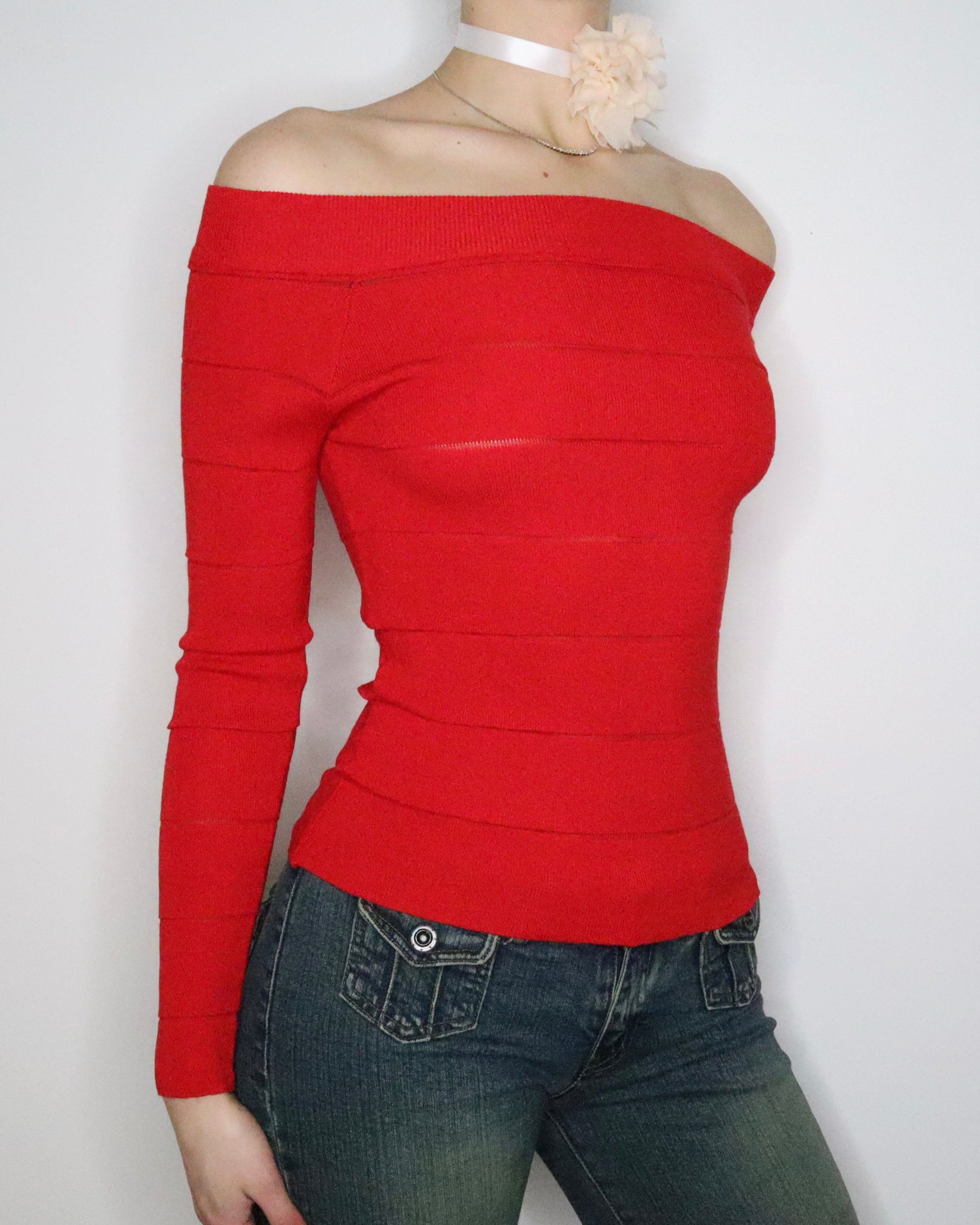 Red Off the Shoulder Top (Small) 