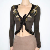 Moschino Brown Silk Fairy Cardigan (Small)