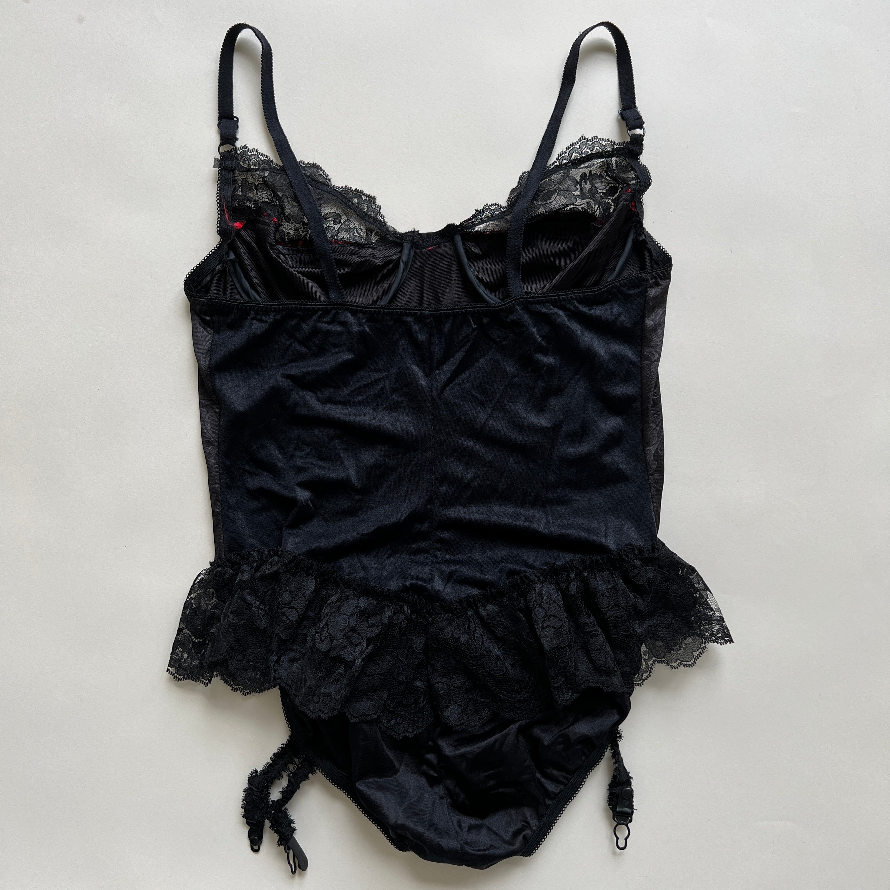 Vintage satin lace bodysuit sz L