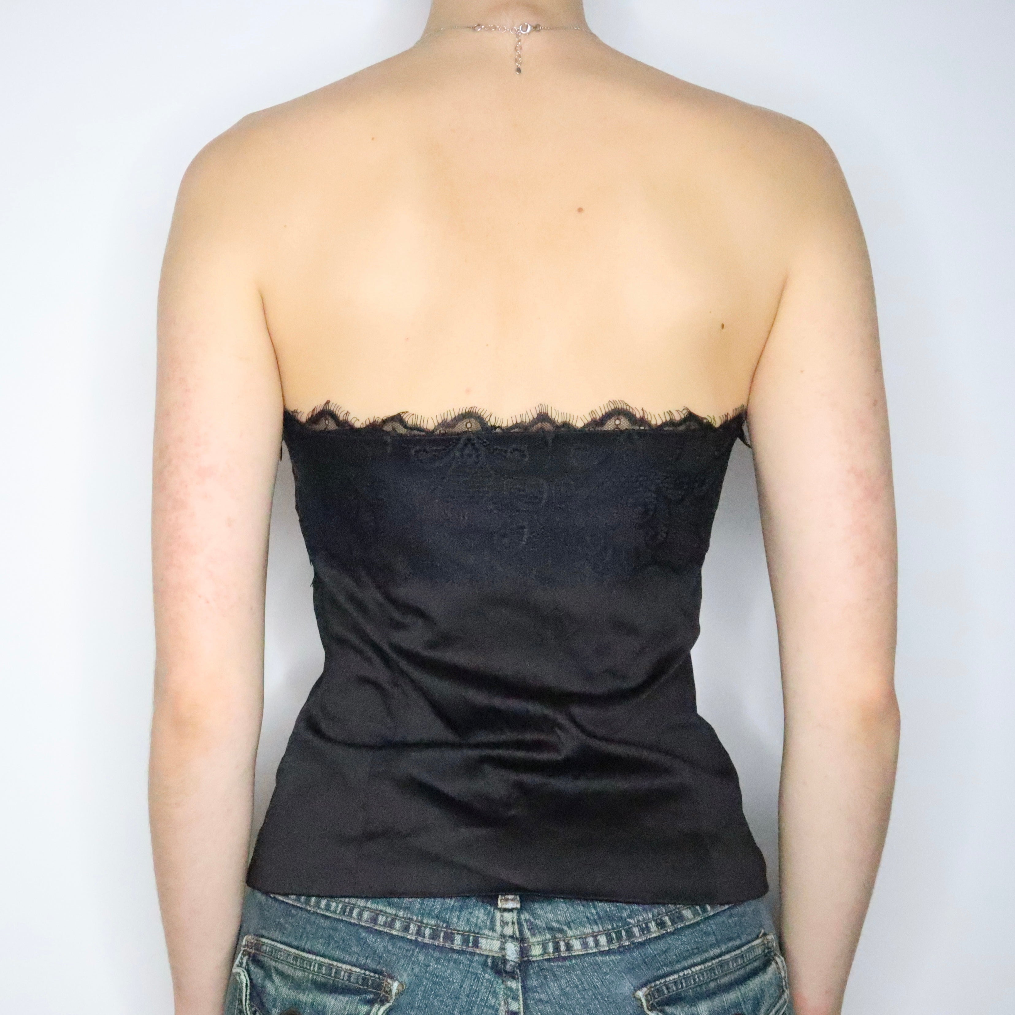 Black Strapless Bustier Top (Medium)