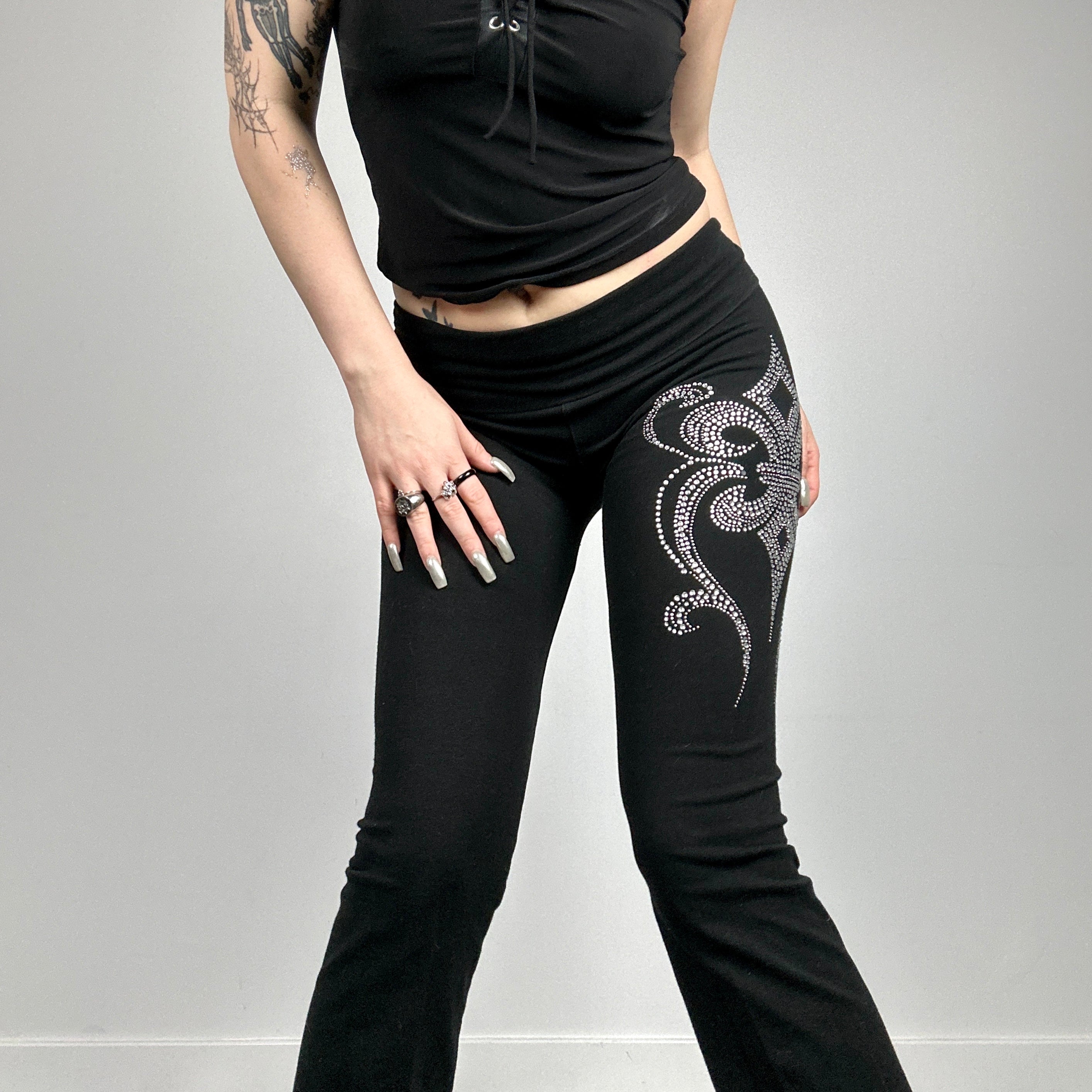 McBling Rhinestone Flare Pants