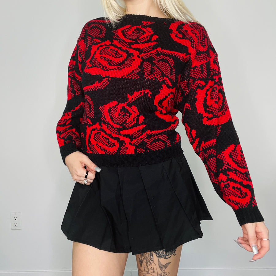 Vintage Rose Print Sweater