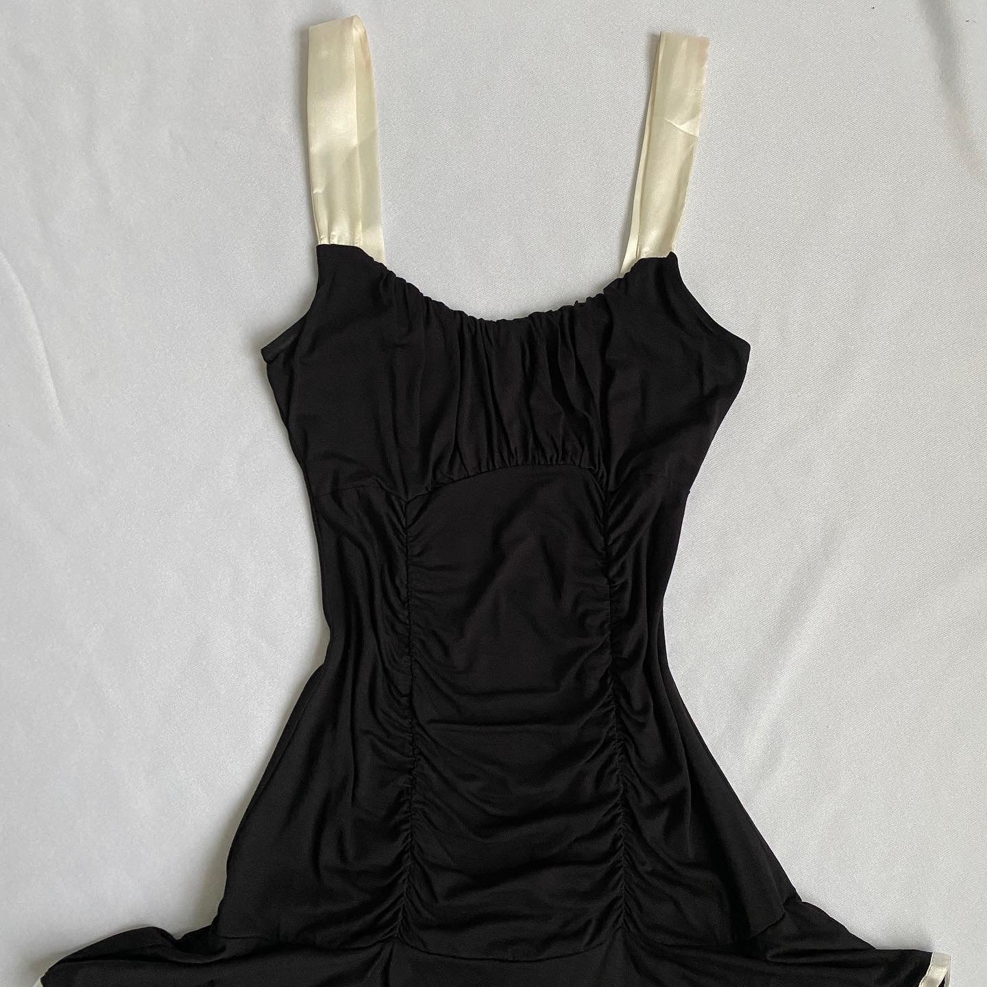 00s b&w ruffle dress