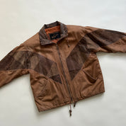 Patchwork suede bomber jacket