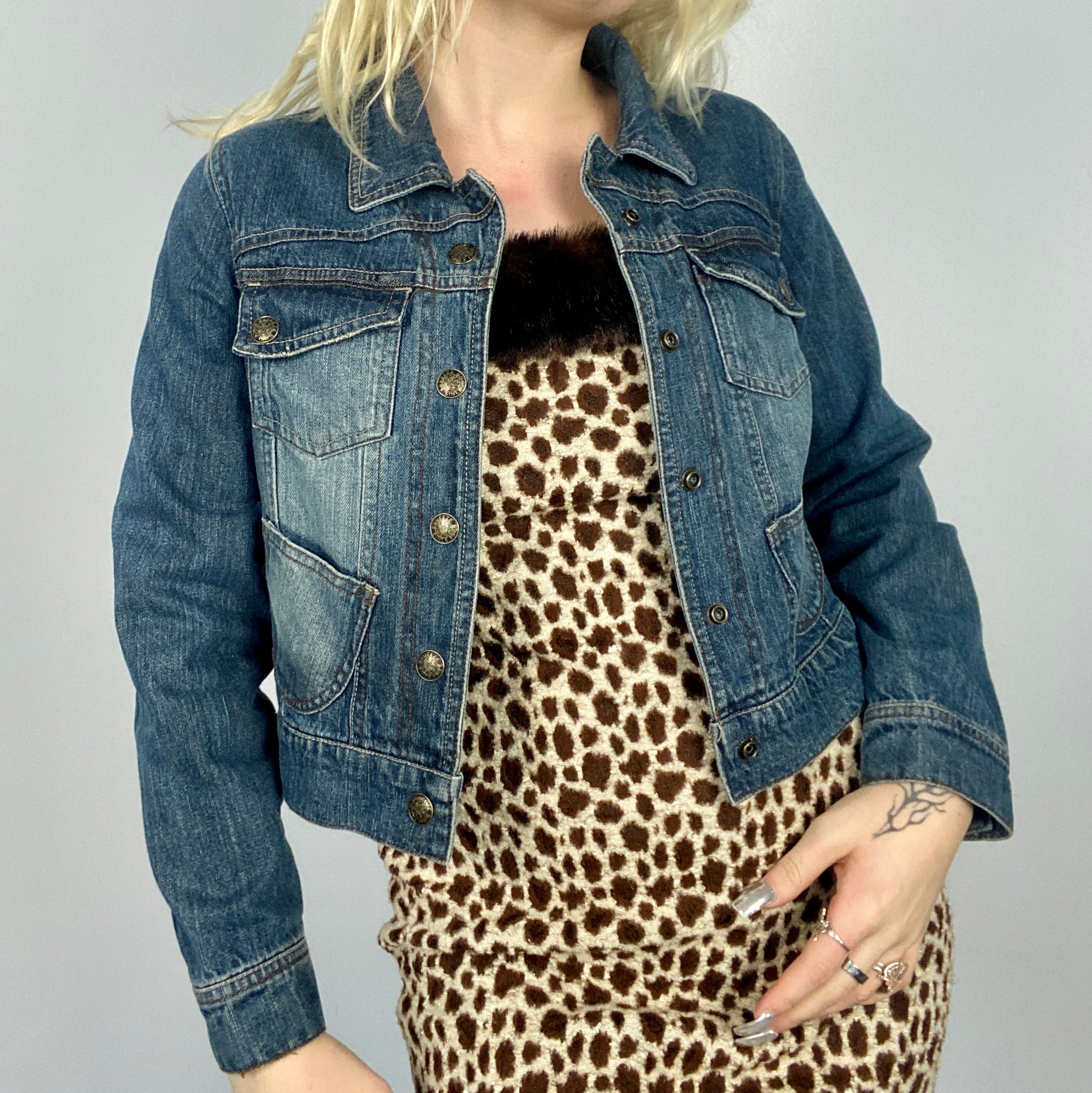 Y2k Butterfly Denim Jacket (XS/S)