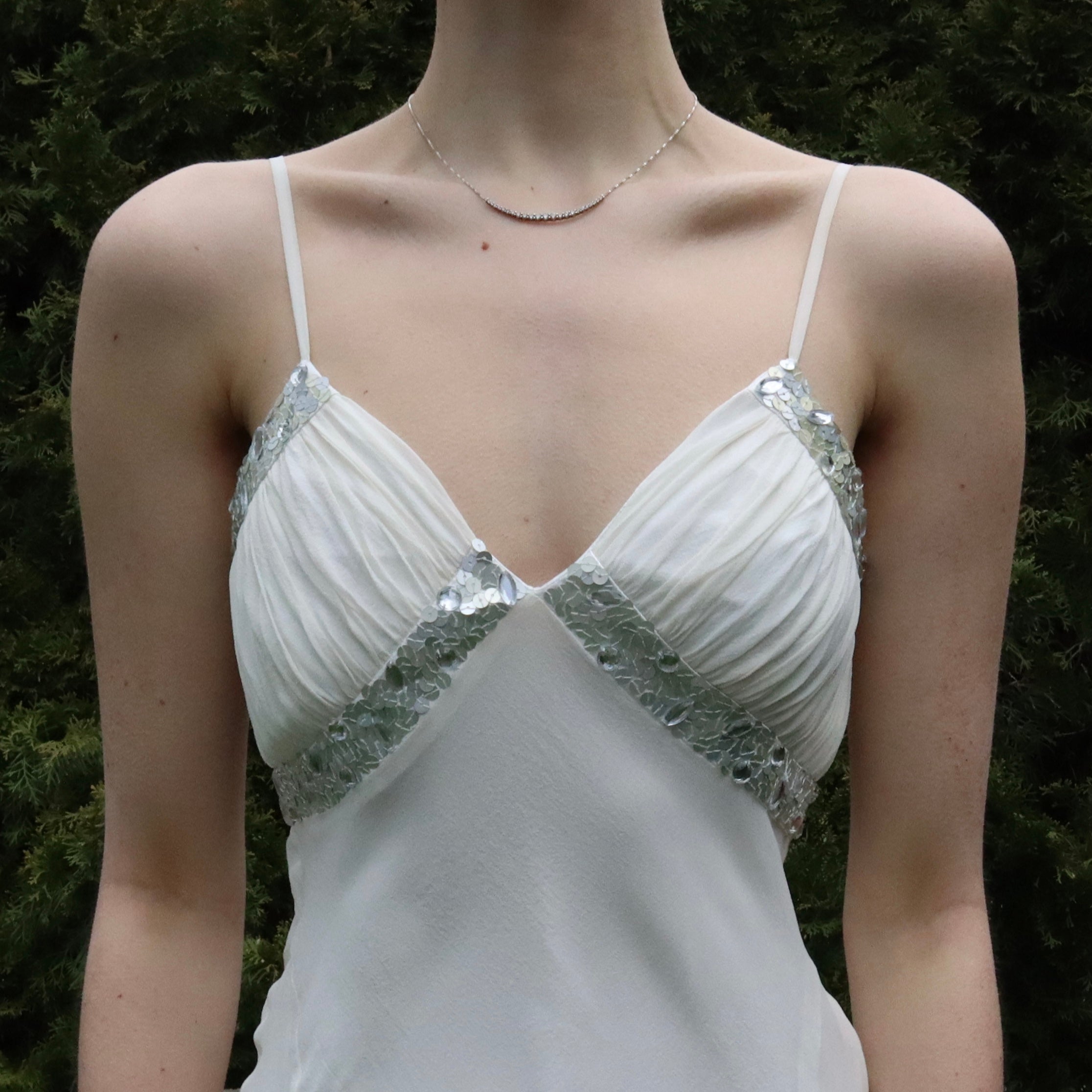 White Silk Midi Dress (Small)