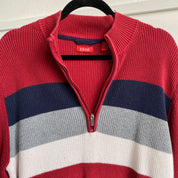 Ribbed zip stripe sweater