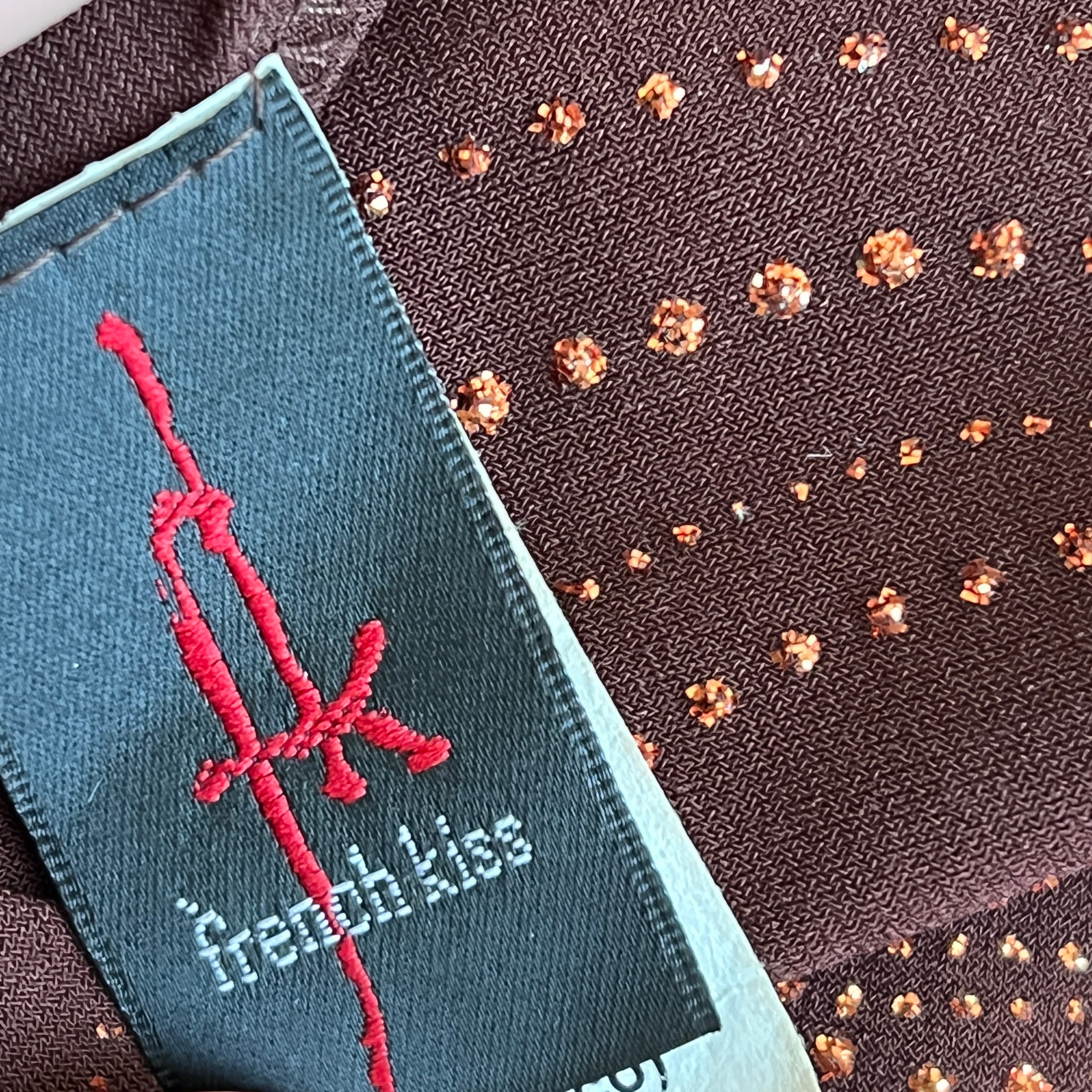 90s Brown sparkle halter dress