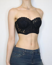 Strapless Black Lace Bustier Bra (M-L) 
